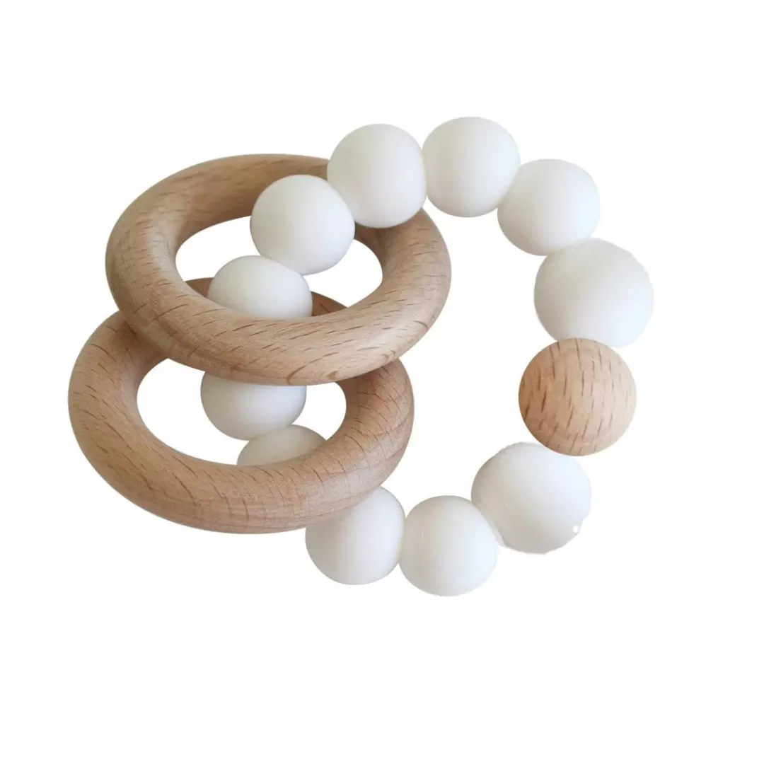 Alimrose White Beechwood Teether Rings Set<minnow Online