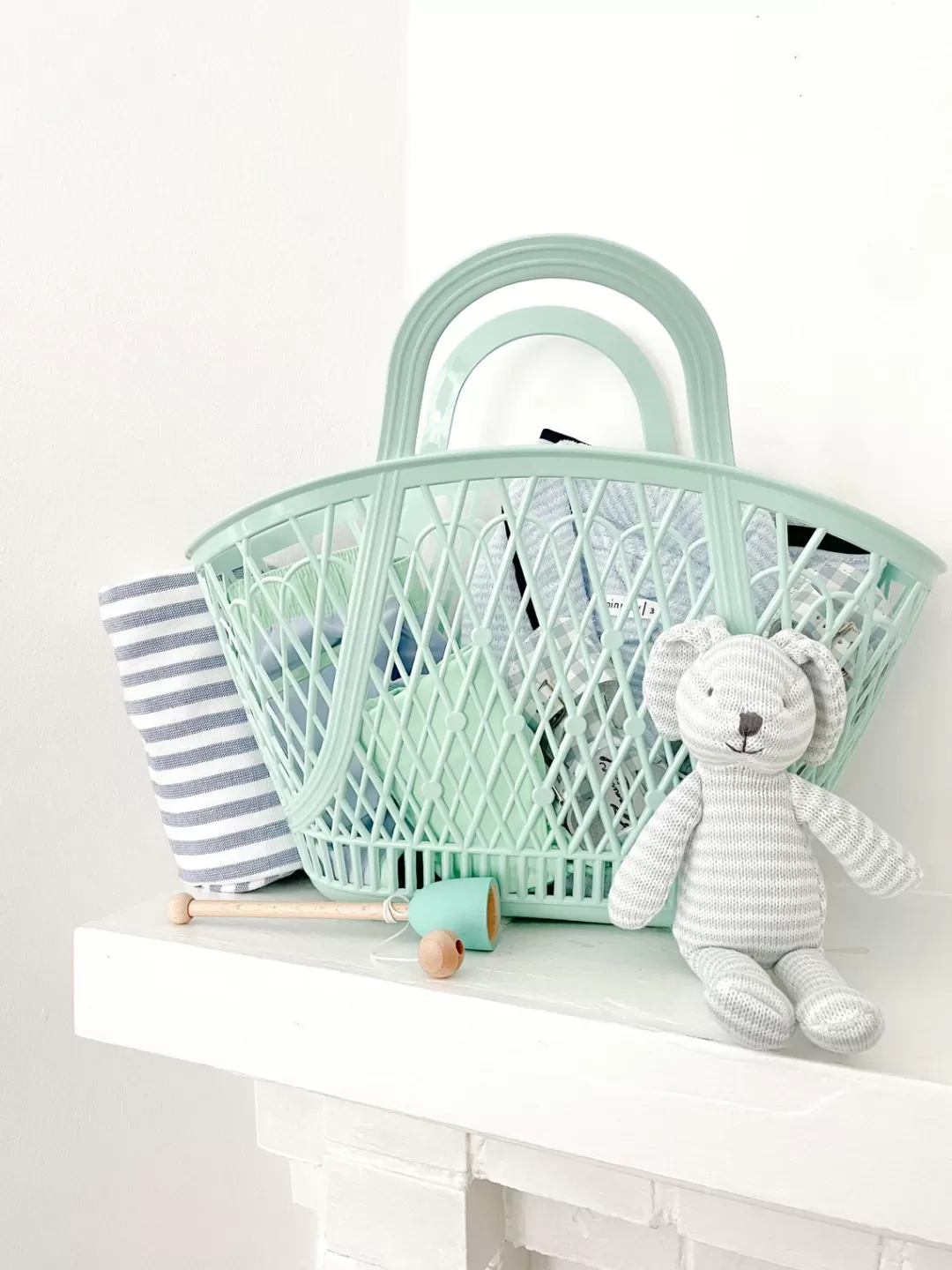 Blue Stripe Cotton Knit Bunny<minnow Hot