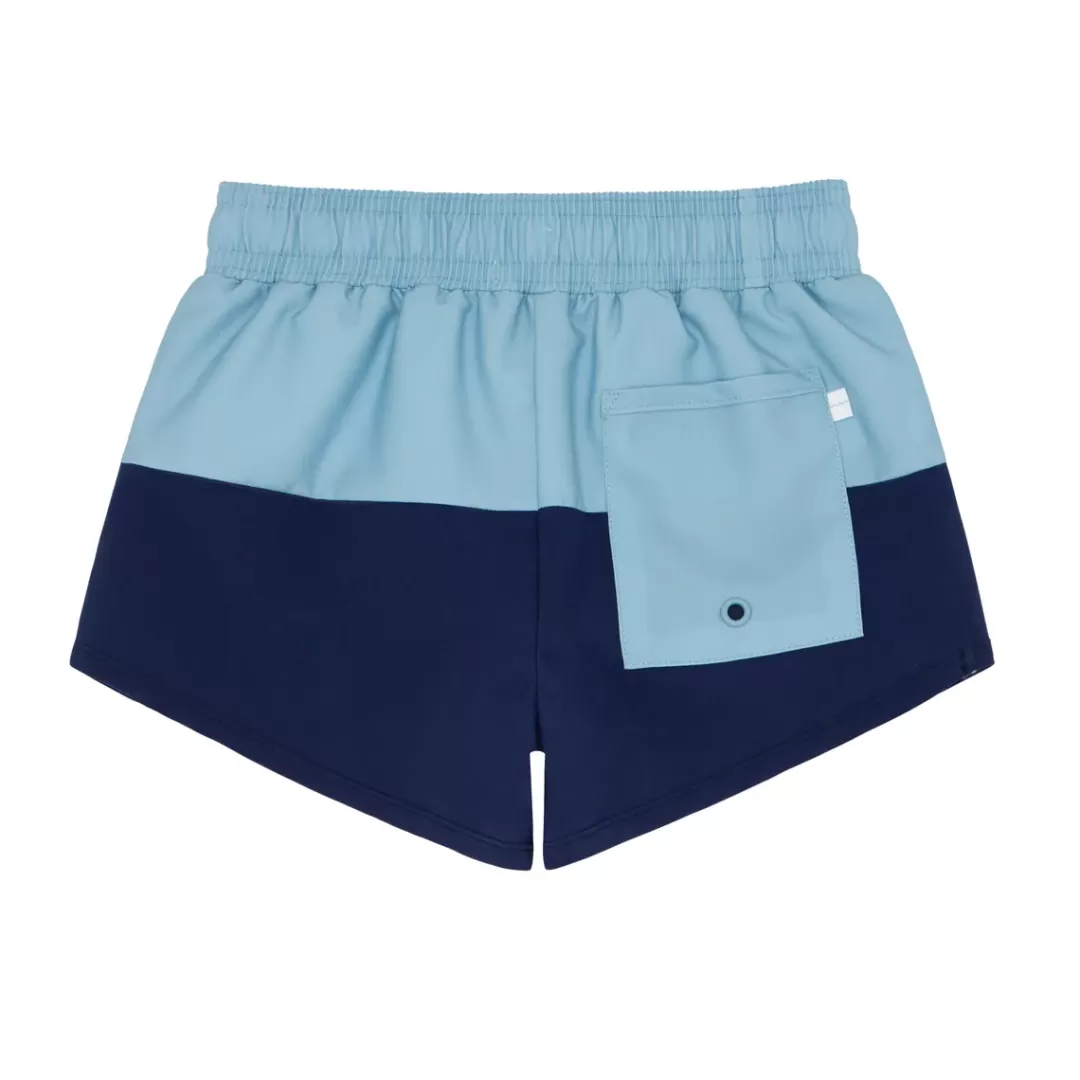 Boys Freshwater Blue And Navy Colorblock Boardie | Swim<minnow Cheap