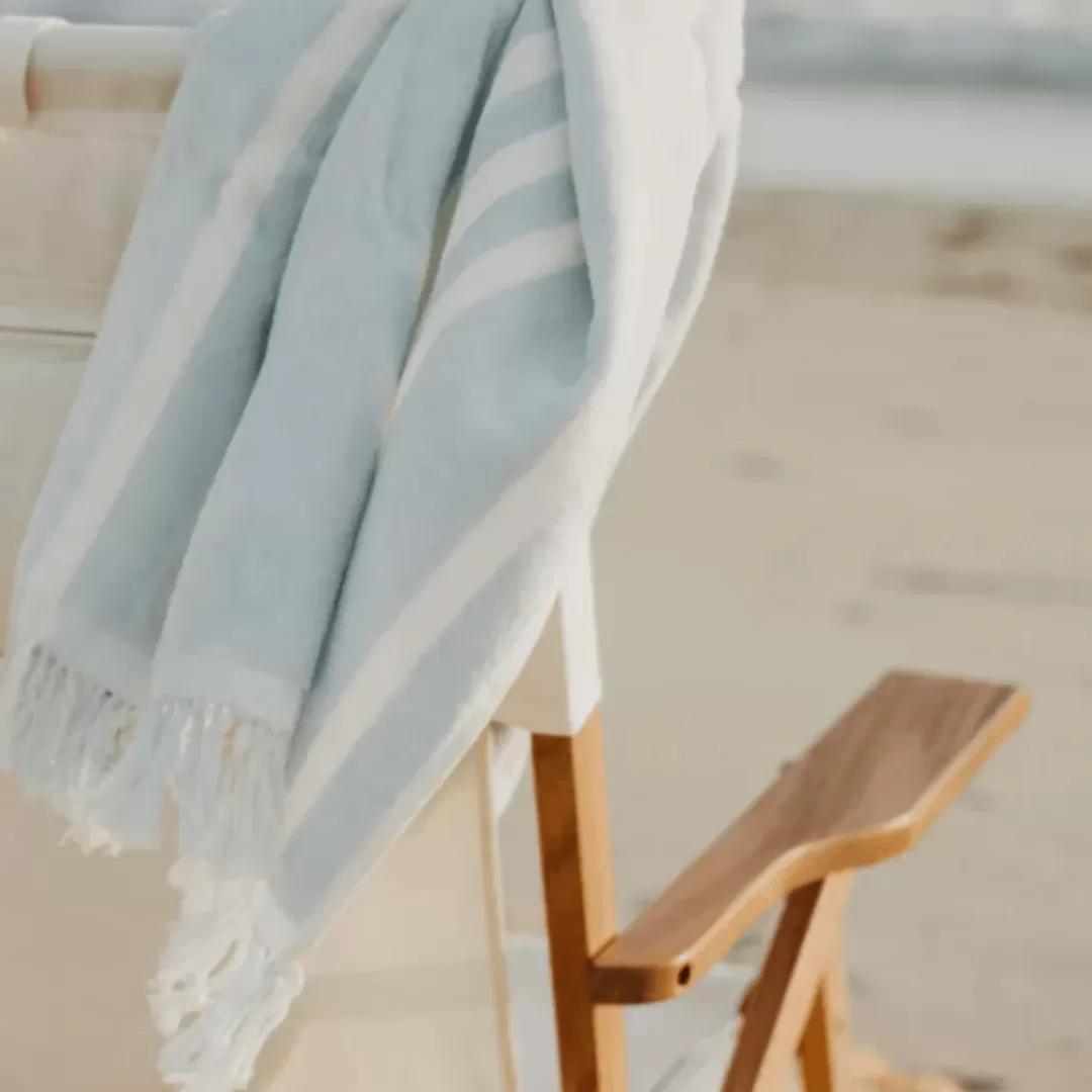 Business & Pleasure Beach Towel, Vintage Blue Stripe<minnow Sale