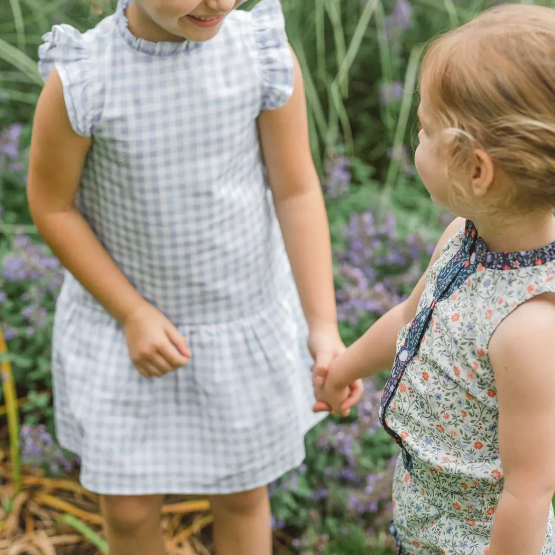 Girls Blue Gingham Drop Waist Dress<minnow Flash Sale