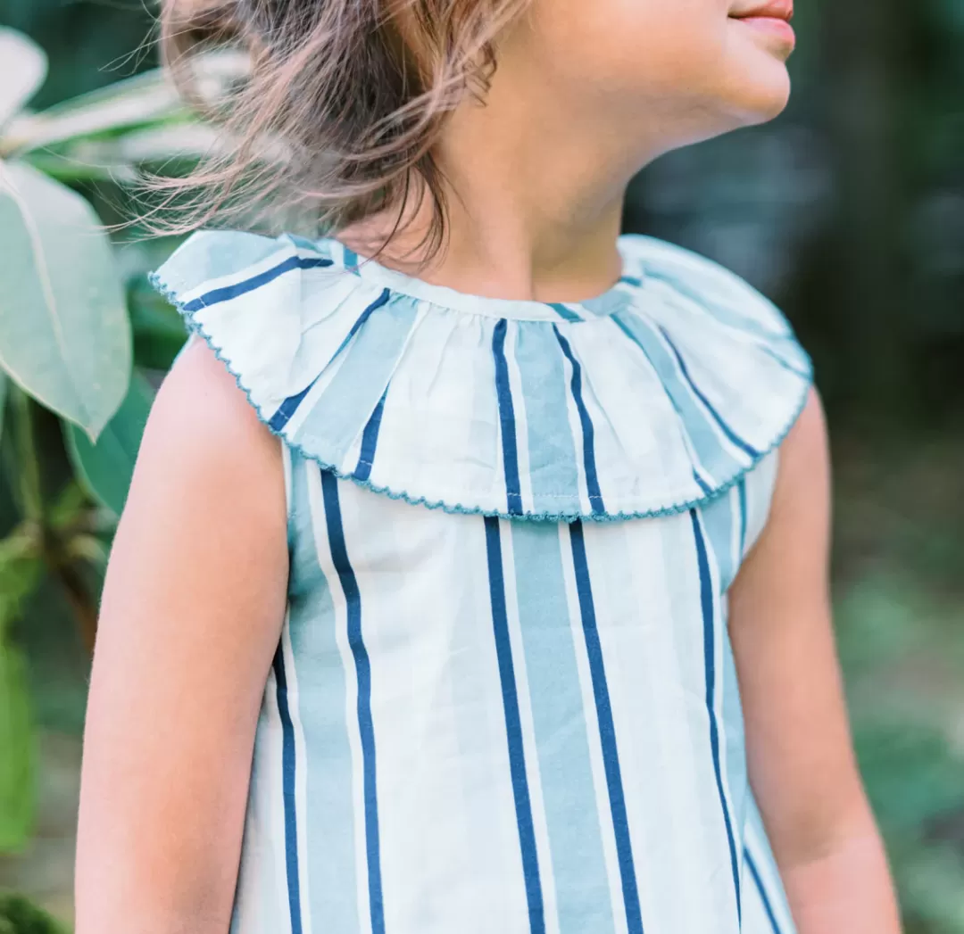 Girls Freshwater Stripe Ruffle Collar Dress | Swim<minnow Sale