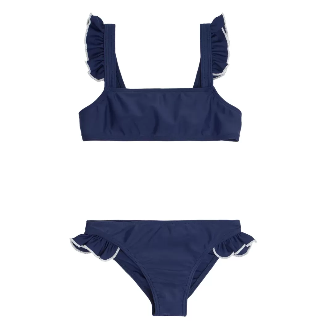 Girls Navy And White Tie Back Bikini<minnow New