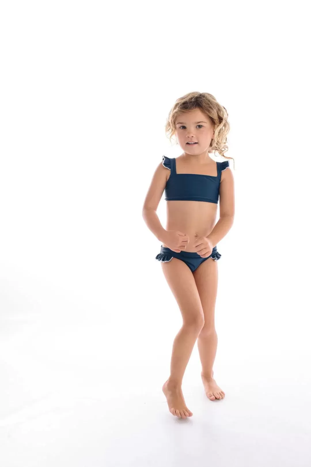 Girls Navy And White Tie Back Bikini<minnow New