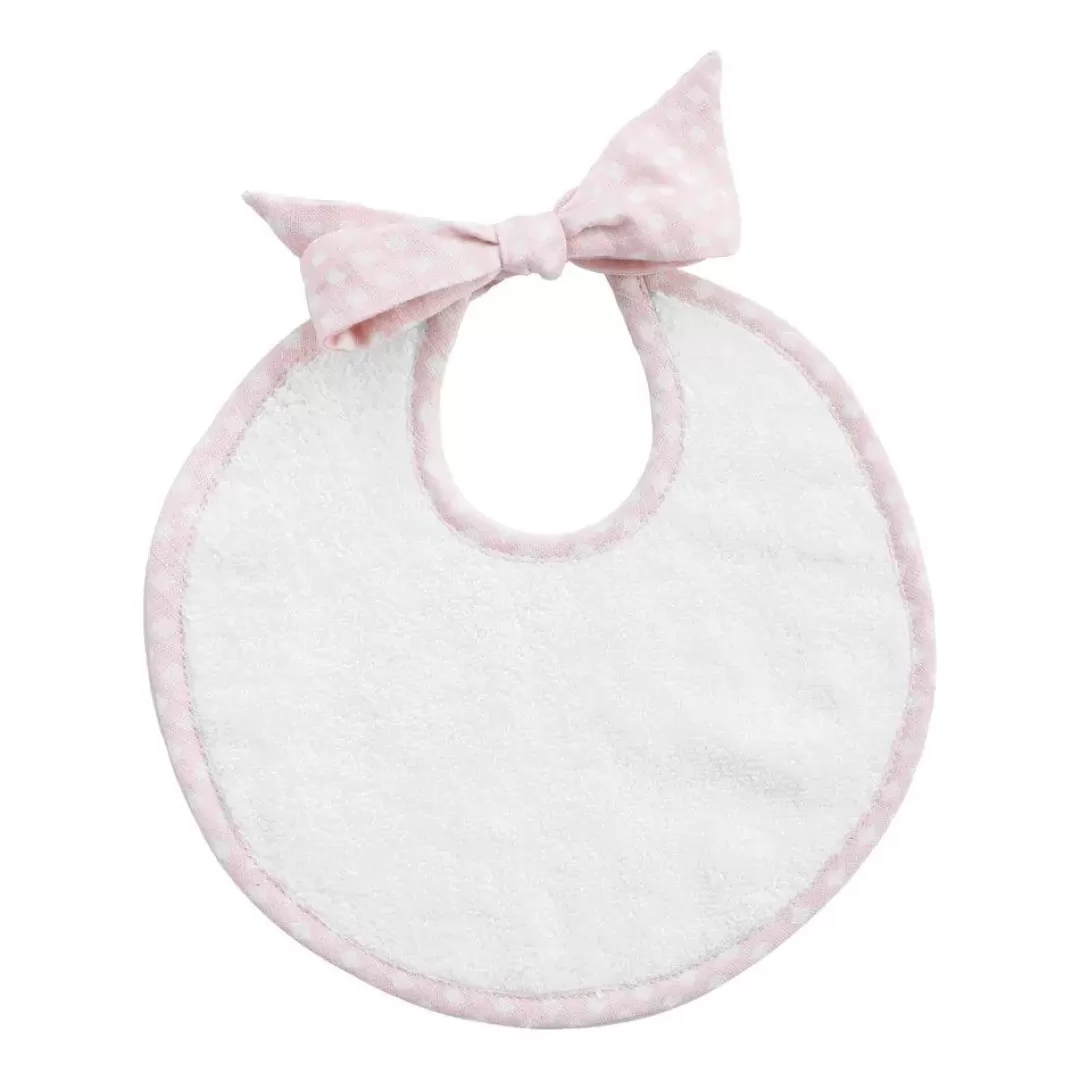 Louelle Dusty Pink Gingham Newborn Bib<minnow Sale