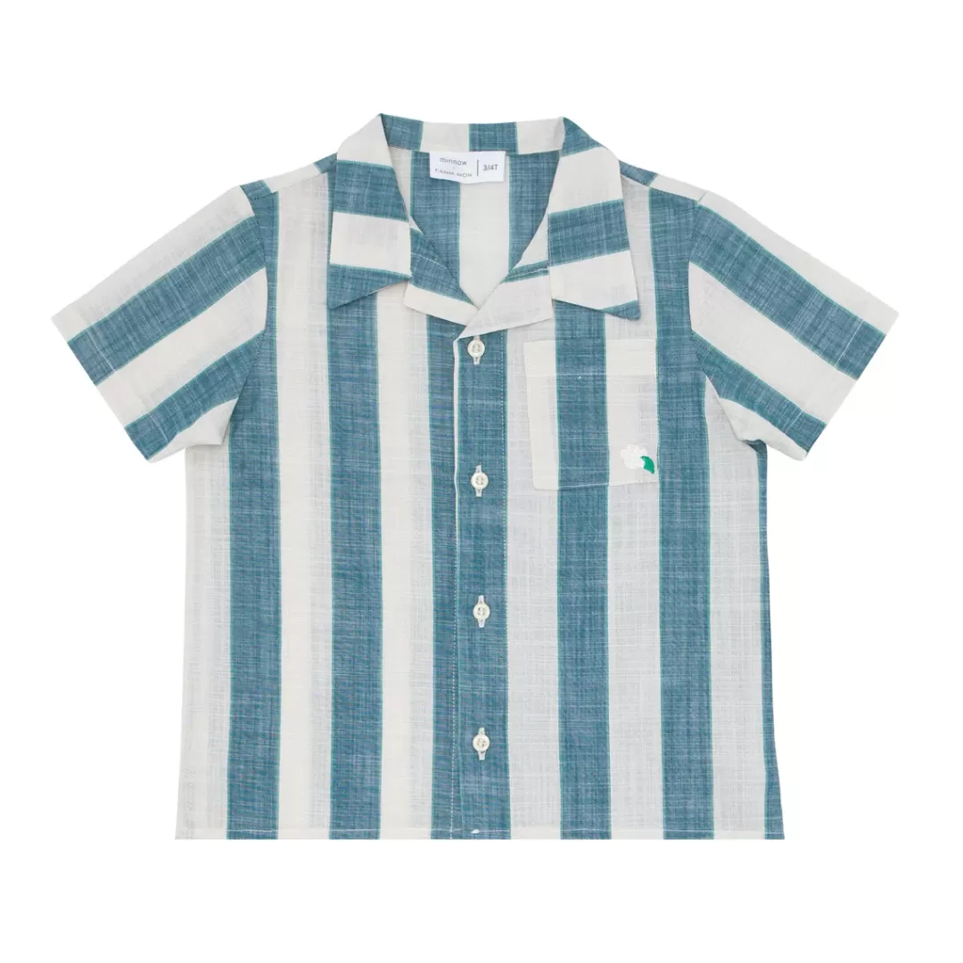 X Fanm Mon Boy's Blue Cabana Linen Shirt<minnow New