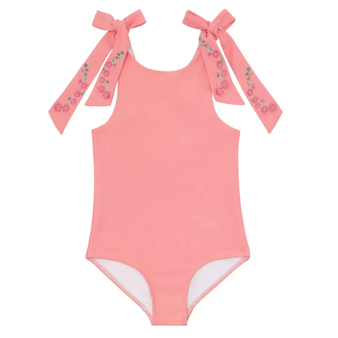 X Fanm Mon Girl's Hibiscus Tie Knot One Piece<minnow Cheap