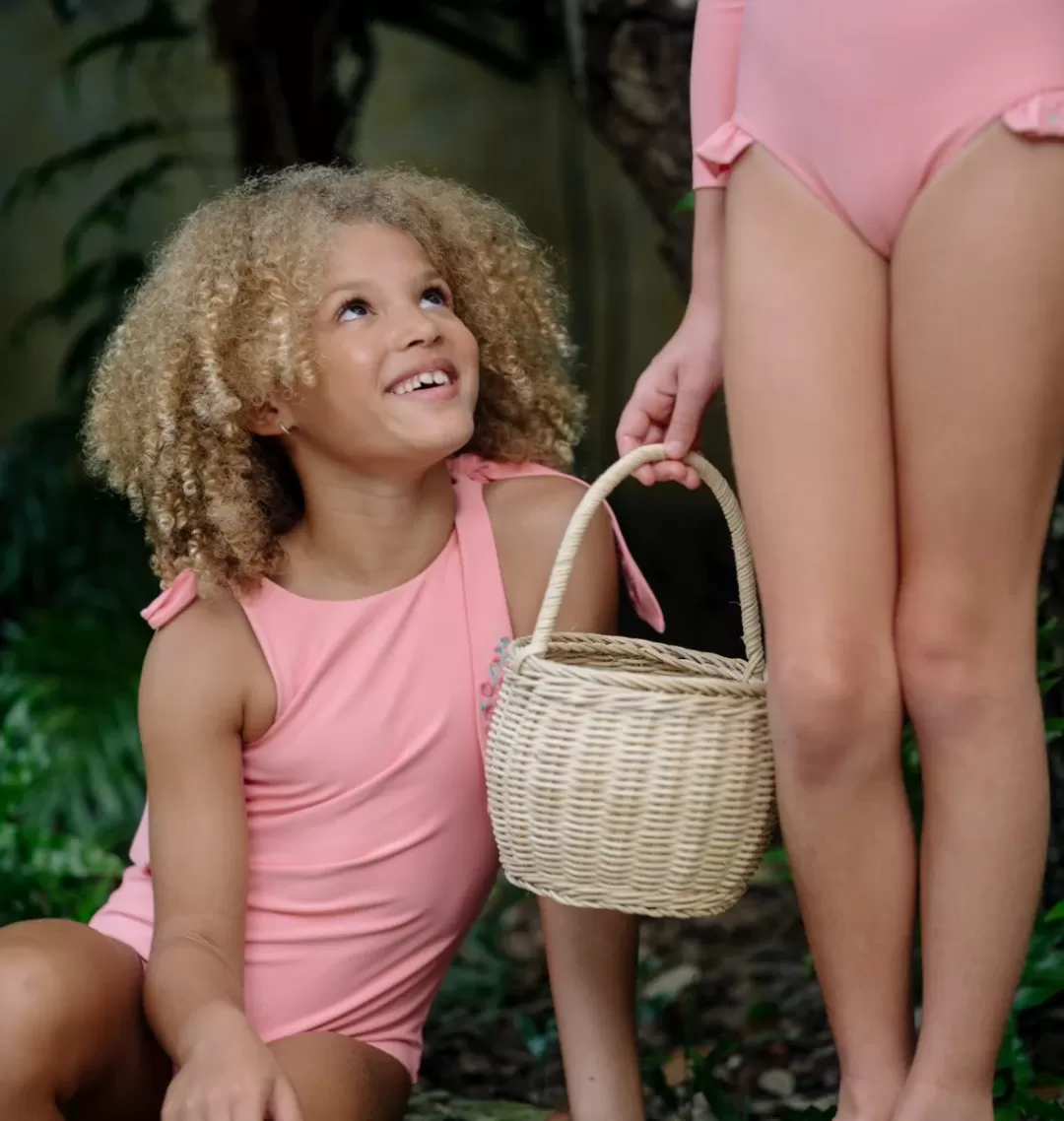 X Fanm Mon Girl's Hibiscus Tie Knot One Piece<minnow Best