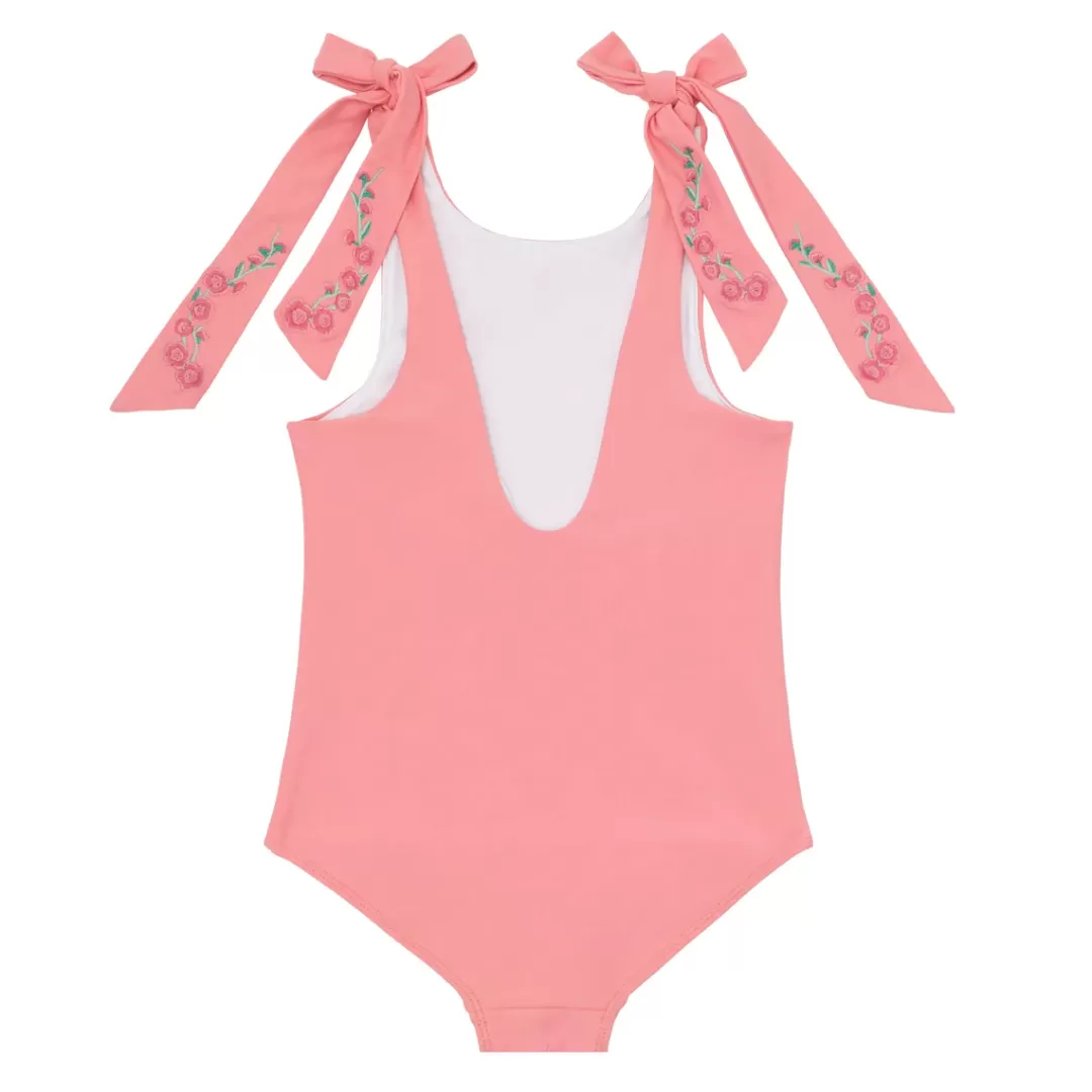 X Fanm Mon Girl's Hibiscus Tie Knot One Piece<minnow Best