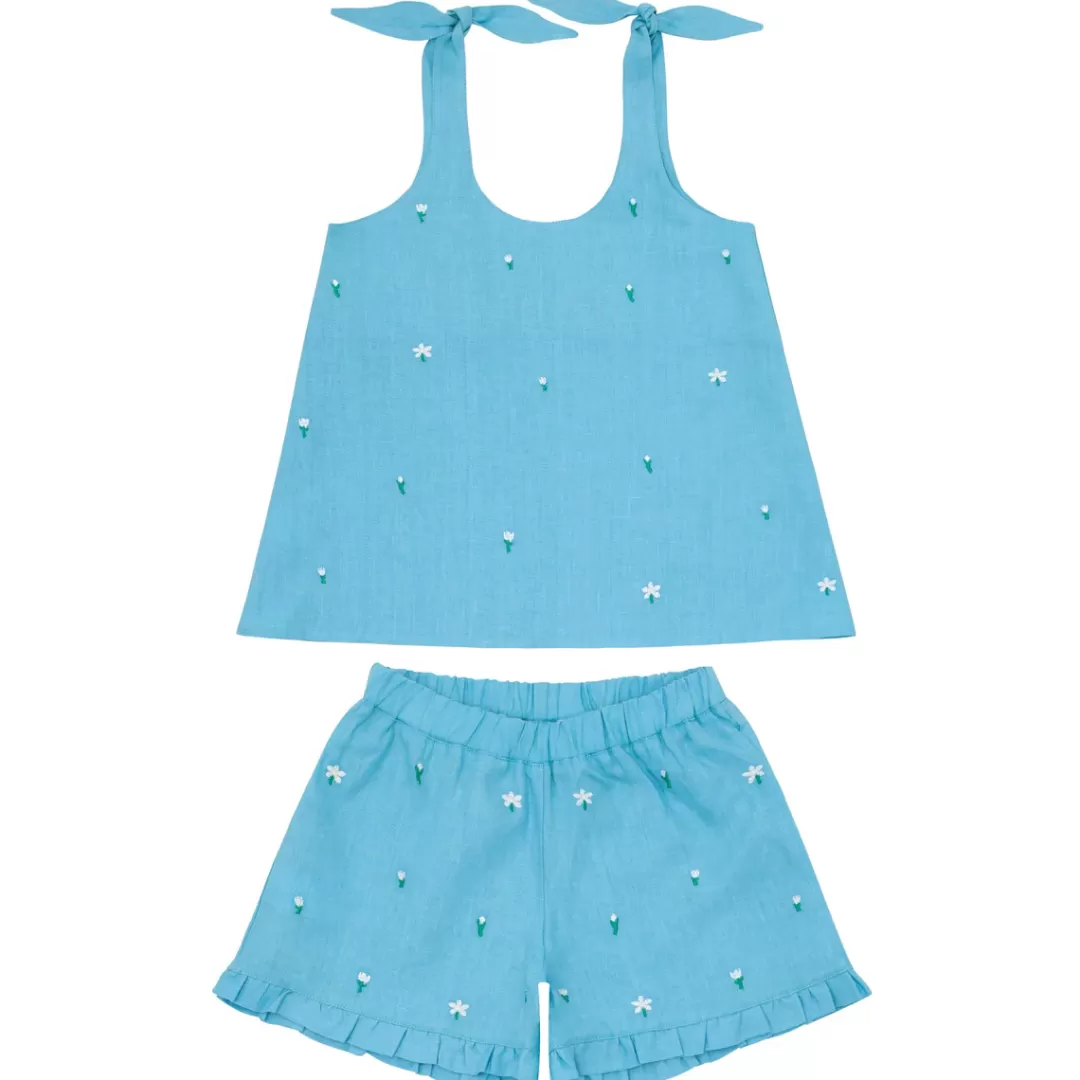 X Fanm Mon Girl's Tie Knot Short Set<minnow Sale