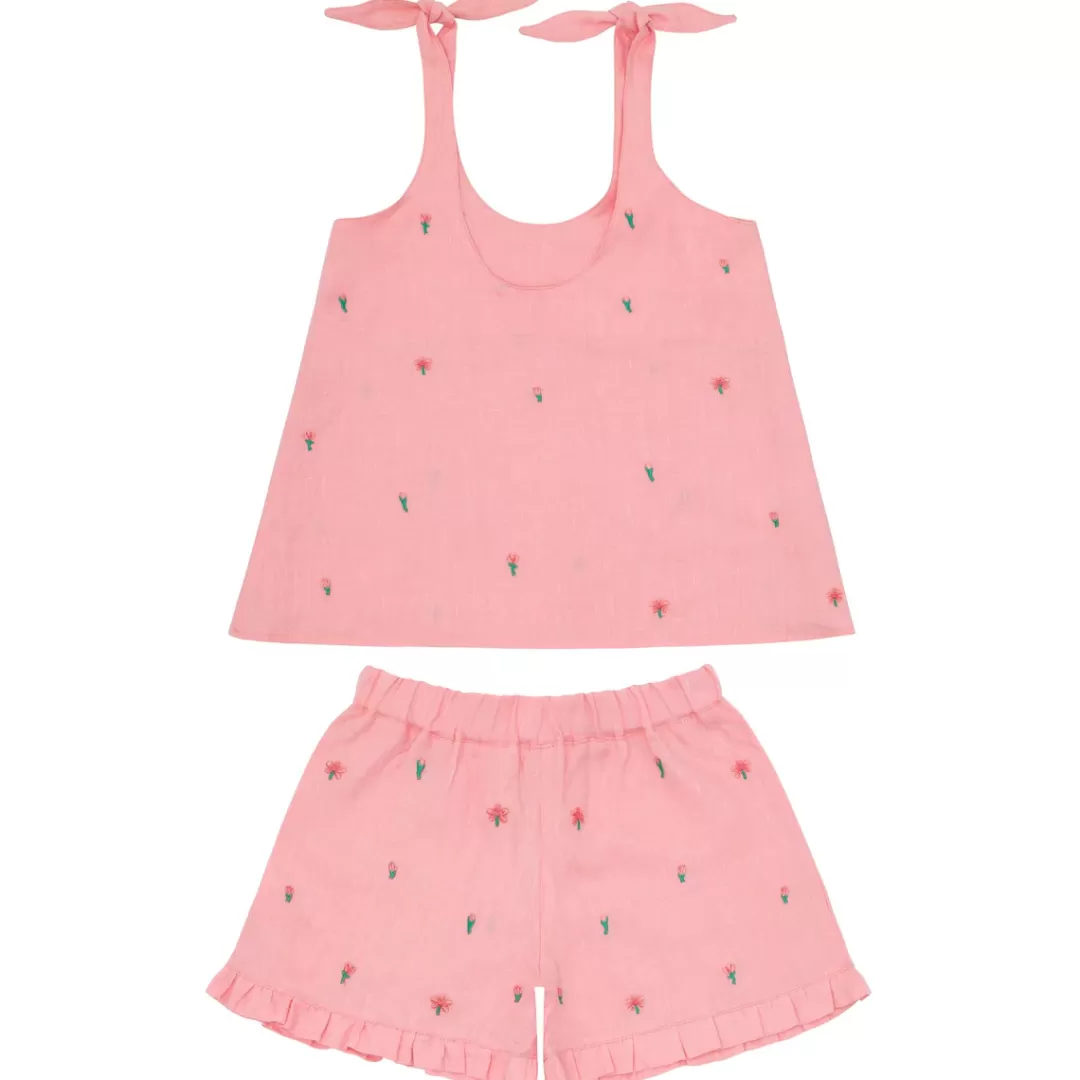 X Fanm Mon Girl's Tie Knot Short Set<minnow Hot