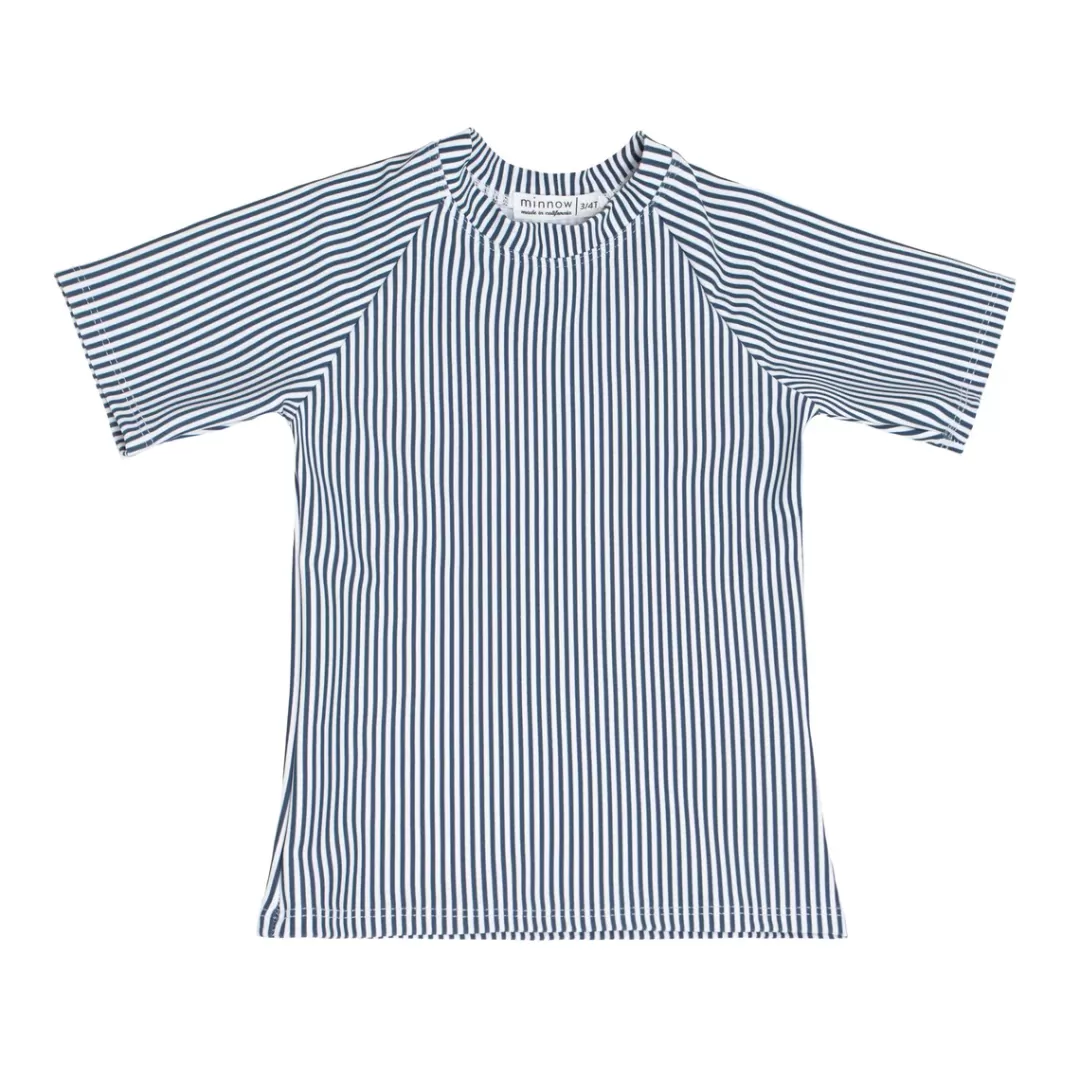 Unisex Navy Stripe Short Sleeve Rashguard<minnow Outlet