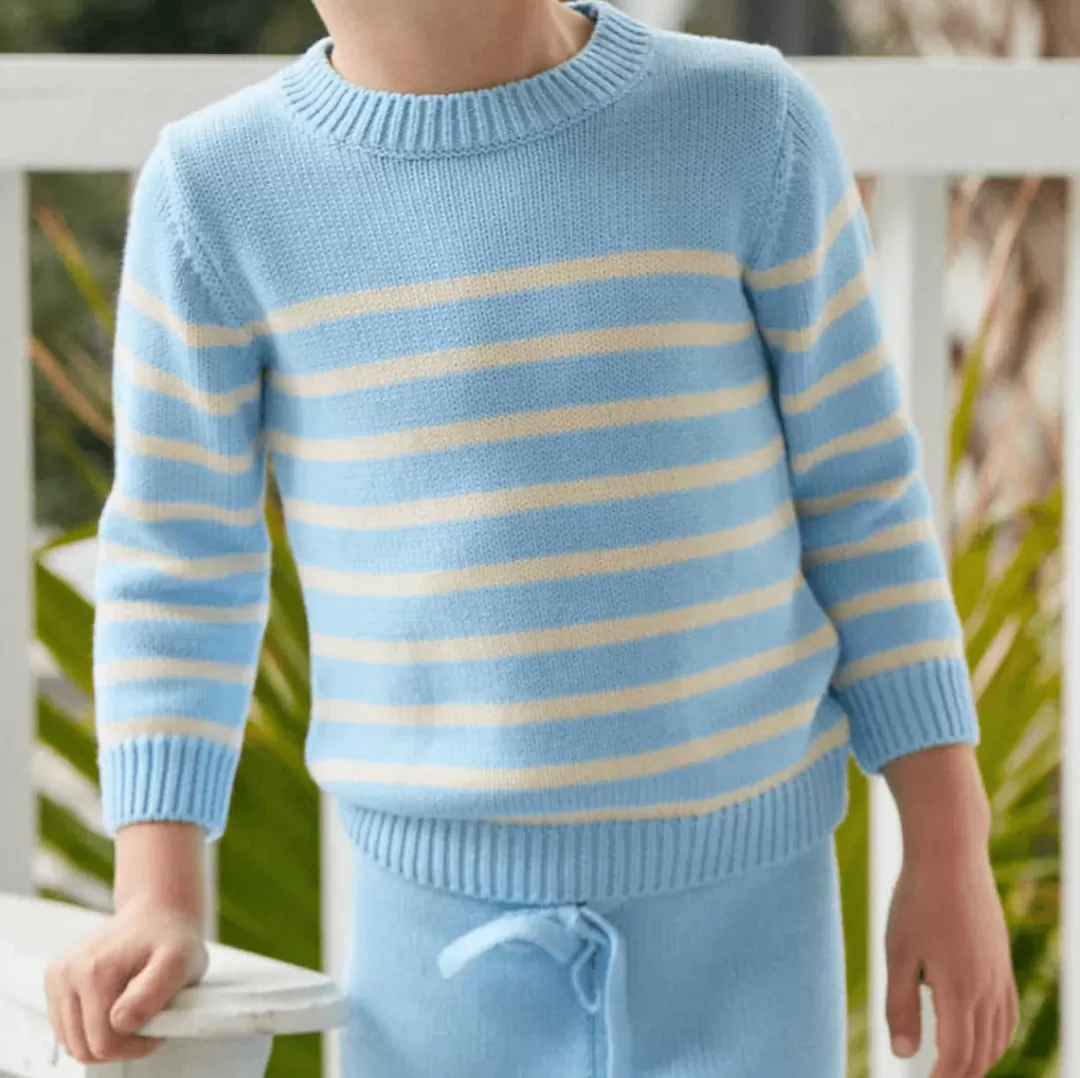 Unisex Peri Blue And Cream Knit Sweater<minnow New